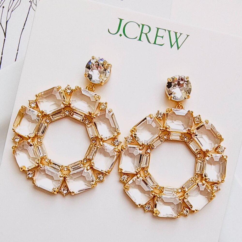 NWT J.CREW Faceted-crystal hoop earrings